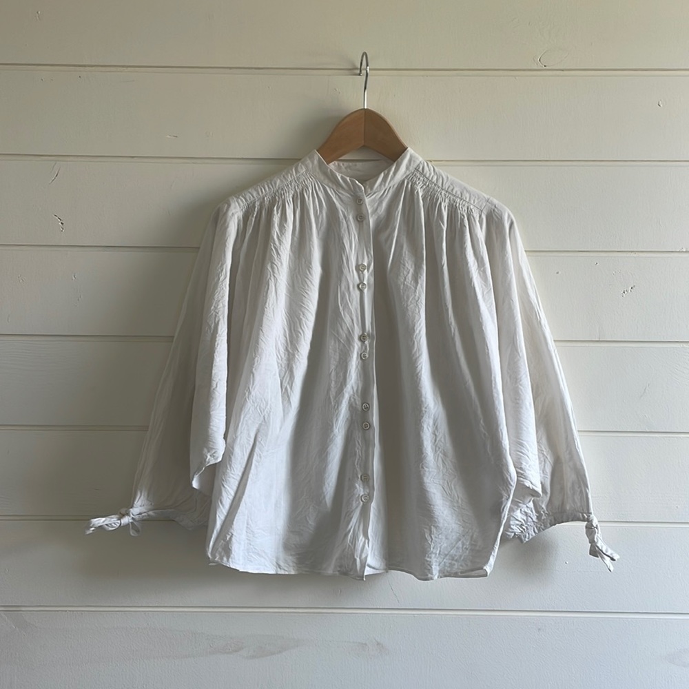 Doen Button Front Poet Blouse with Sleeve Ties size S
